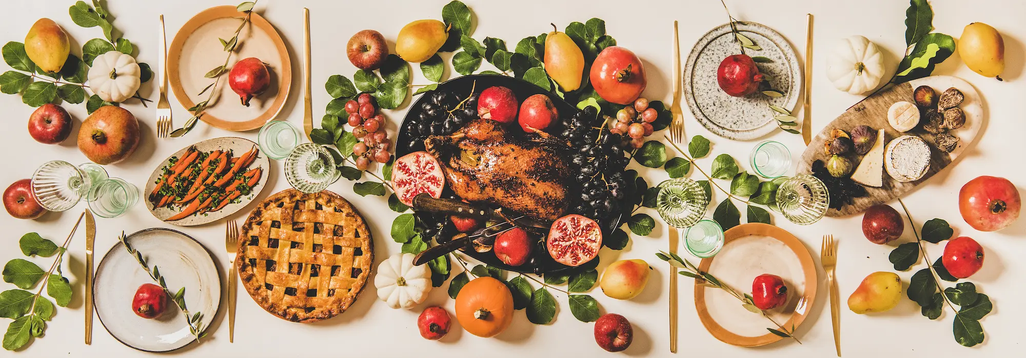 Table full of different kinds of food